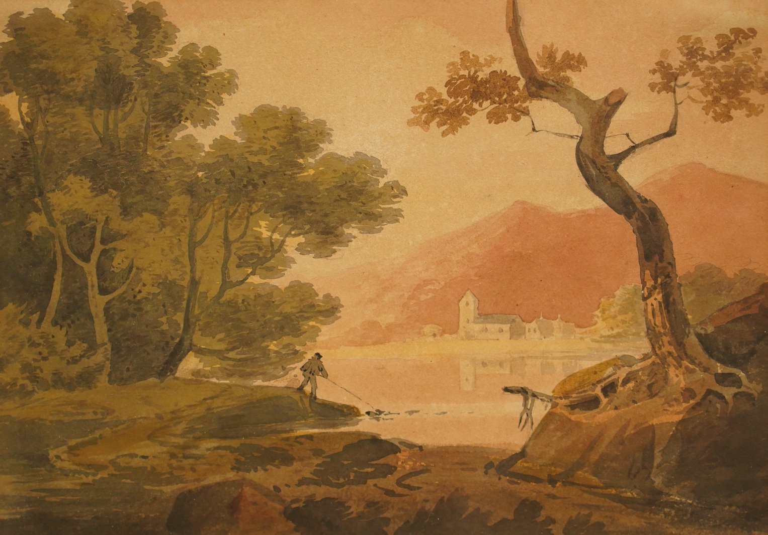 Two watercolours comprising, William Payne (1760-1830), ‘On the Tamar’ and another, Louis Francia, largest, 22 x 29cm. Condition - poor to fair, fading to the paper